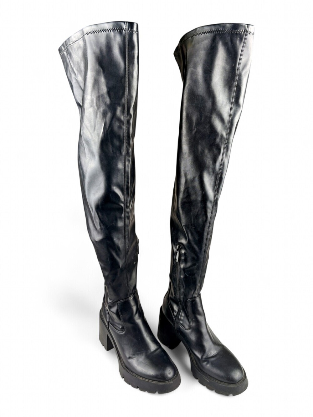 Zara Black Over-the-Knee Chunky Platform Boots EU39 (US 9)